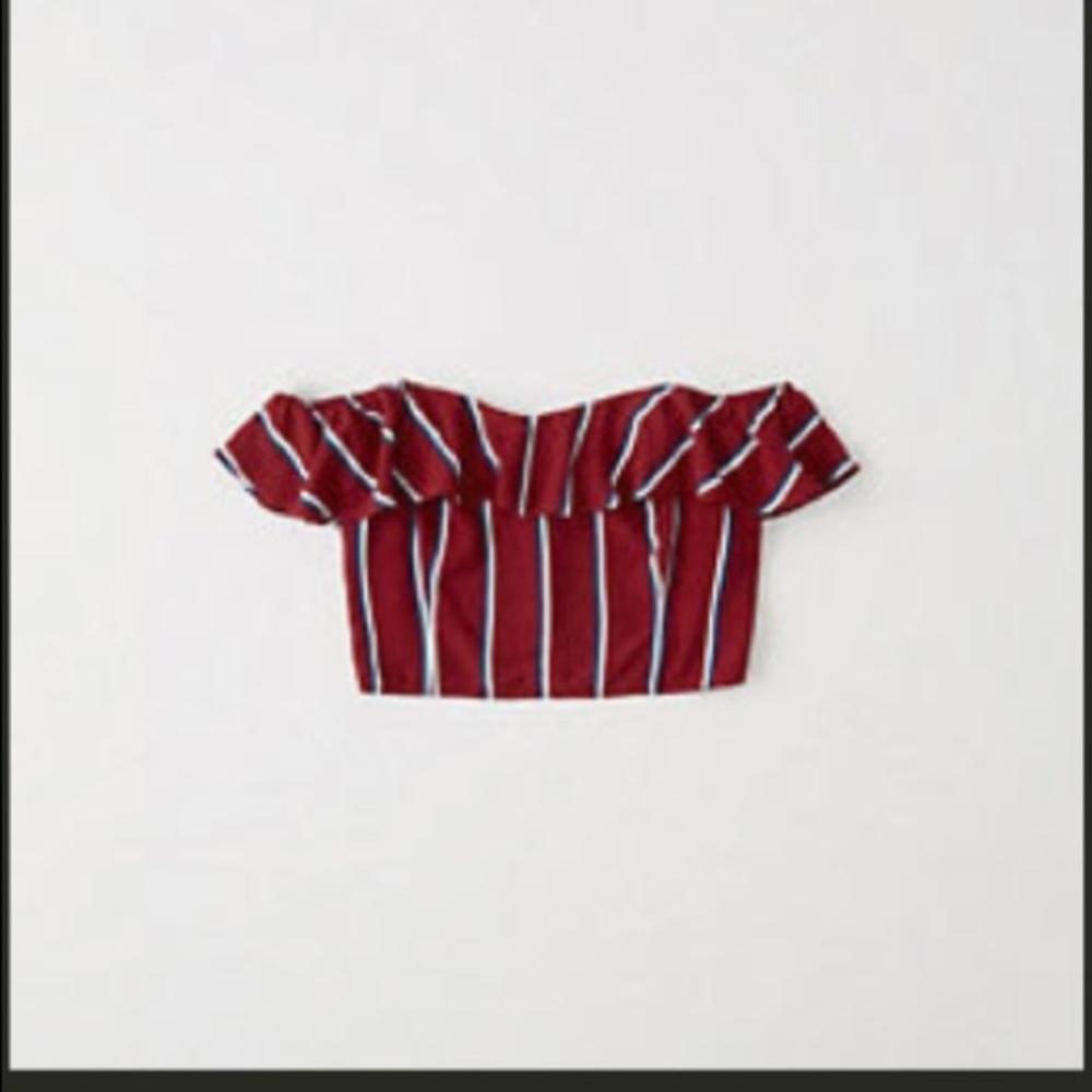 Red striped Off the shoulder crop top